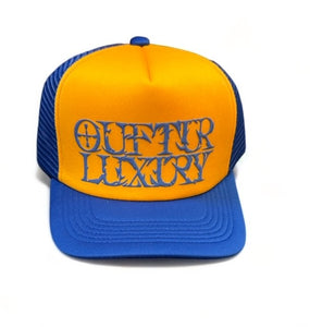 "OUFTUR LUX" TRUCKER HAT (GOLD W/ ROYAL)