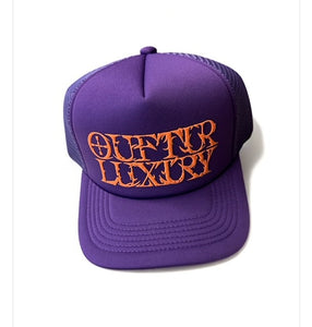 "OUFTUR LUX" TRUCKER HAT (PURPLE W/ ORANGE)