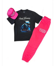 Load image into Gallery viewer, &quot;BARBWIRE LOGO FASHION DISTRICT&quot; SWEATPANTS PINK W/ WHITE