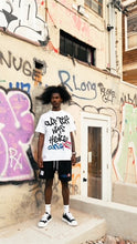 Load image into Gallery viewer, “OUFTUR WAS HERE” SHORTSET T-SHIRT W/ SHORTS (WHITE TEE W/ BLACK SHORTS)