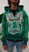 Load image into Gallery viewer, "LOVERS &amp; FRIENDS" FULLZIP HOODIE DISTRESSED (GREEN SPRAY) MADE CUSTOM
