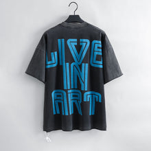 Load image into Gallery viewer, &quot;LIVE IN ART COLLECTION&quot; SPACE BABE- OVERSIZED CHARCOAL T-SHIRT
