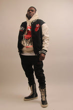 Load image into Gallery viewer, &quot;SOUL SNATCHERS&quot; VARSITY WOOL JACKET (BLK/WHT)