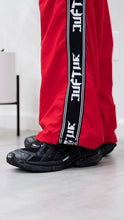 Load image into Gallery viewer, &quot;BAGGY DADDY PANEL NYLONS&quot; WIDELEG NYLON PANTS (RED W/ BLACK &amp; WHITE)