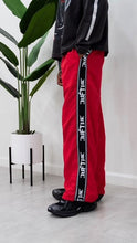 Load image into Gallery viewer, &quot;BAGGY DADDY PANEL NYLONS&quot; WIDELEG NYLON PANTS (RED W/ BLACK &amp; WHITE)