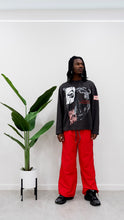 Load image into Gallery viewer, &quot;BAGGY DADDY PANEL NYLONS&quot; WIDELEG NYLON PANTS (RED W/ BLACK &amp; WHITE)