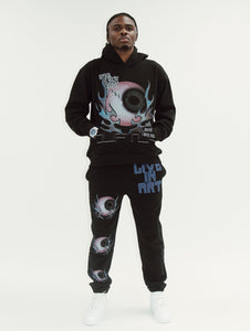 "LIVE IN ART COLLECTION" I DON"T CARE JOGGER SET (BLACK W/ MULTI)