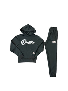 "THE PLANE JANE STAPLE FULLZIP SET FW 23/24" HOODY SET (BLACK W/ GREY)