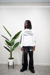 "TECH DIVISION SET" WIDELEG PANTS & LONGSLEEVE T-SHIRT (BLACK PANTS W/ WHITE TEE)