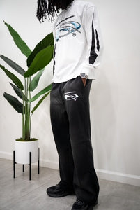 "TECH DIVISION SET" WIDELEG PANTS & LONGSLEEVE T-SHIRT (BLACK PANTS W/ WHITE TEE)