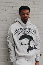 Load image into Gallery viewer, &quot;BIG SKULL SET&quot; FULLZIP HOODIE W/ SHORTS (GREY W/ BLACK)