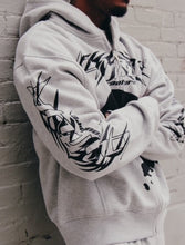 Load image into Gallery viewer, &quot;BIG SKULL SET&quot; FULLZIP HOODIE W/ SHORTS (GREY W/ BLACK)