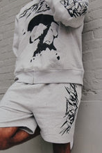 Load image into Gallery viewer, &quot;BIG SKULL SET&quot; FULLZIP HOODIE W/ SHORTS (GREY W/ BLACK)