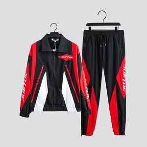 "DIAMOND MOTO SET" PANTS & JACKET (RED W/BLACK COLORBLOCK)