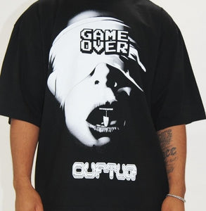 "GAME OVER" SLIGHTLY OVERSIZED TEE (BLACK W/ WHITE)