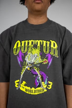 Load image into Gallery viewer, &quot;WORLD TUR TEE&quot; SLIGHTLY OVERSIZED TEE (GREY WASH W/ NEON)