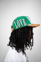 Load image into Gallery viewer, &quot;LOVERS AND FRIENDS&quot; STRAP HAT (GREEN W/ BROWN BRIM)