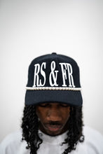 Load image into Gallery viewer, &quot;LOVERS AND FRIENDS&quot; STRAP HAT (BLACK W/ WHITE)