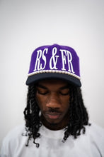 Load image into Gallery viewer, &quot;LOVERS AND FRIENDS&quot; STRAP HAT (PURPLE W/ BLACK BRIM)