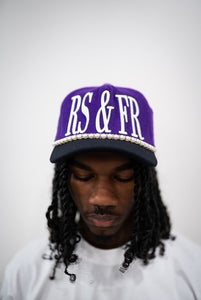 "LOVERS AND FRIENDS" STRAP HAT (PURPLE W/ BLACK BRIM)