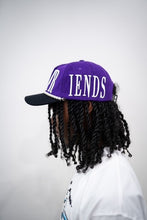 Load image into Gallery viewer, &quot;LOVERS AND FRIENDS&quot; STRAP HAT (PURPLE W/ BLACK BRIM)