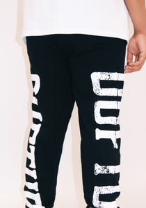 "WASHED OUT Fashion District SET" SWEATPANTS AND TEE (BLACK W/ WHITE)