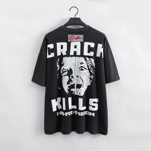 "LIVE LIFE COLLECTION" CRACK KILLS - OVERSIZED BLACKWASH W WHITE