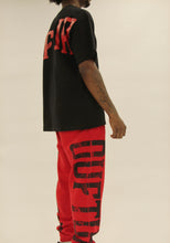 Load image into Gallery viewer, &quot;WASHED OUT Fashion District SET&quot; SWEATPANTS AND TEE (RED/BLACK)