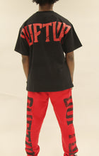 Load image into Gallery viewer, &quot;WASHED OUT Fashion District SET&quot; SWEATPANTS AND TEE (RED/BLACK)