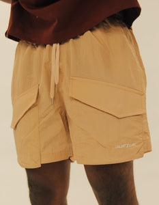 "RUBIN LUX" NYLON SHORTS (TAN)