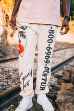 Load image into Gallery viewer, &quot;LIVE LIFE&quot; COLLECTION &quot;1-800-6969&quot; SWEATPANTS (CREAM W/ MULTI)