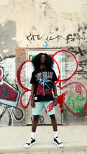 Load image into Gallery viewer, “PAIN KILLER” SHORTSET T-SHIRT W/ SHORTS (BLACK TEE W SKYBLUE SHORTS)