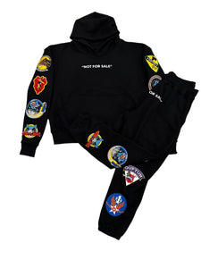 "PATCH SET (NOT FOR SALE)" HOODY AND SHORT SET (BLACK)