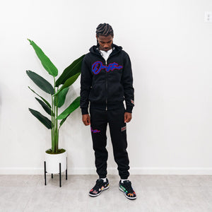 "THE PLANE JANE STAPLE SET FW 25/26" FULLZIP HOODIE SET (BLACK W/ROYAL & RED)