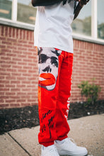 Load image into Gallery viewer, &quot;LIVE LIFE&quot; COLLECTION &quot;1-800-6969&quot; SWEATPANTS (RED W/ MULTI)