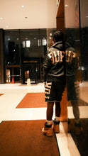 Load image into Gallery viewer, &quot;COLLEGE SET&quot; HOODIE W/ SHORTS (CHARCOAL W/ TAN)