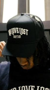 "NO LOVE LOST" TRUCKER HAT (BLACK / WHITE)