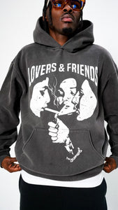 "LOVERS & FRIENDS 2" HOODIE (GREY GARMENT WASH)