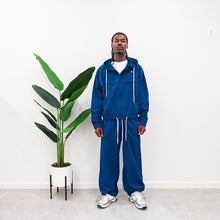 Load image into Gallery viewer, &quot;BAGGY DADDY NYLONS WINDSET&quot; FULLZIP JACKET W/ WIDELEG NYLON PANTS (NAVY W METAL PATCH)