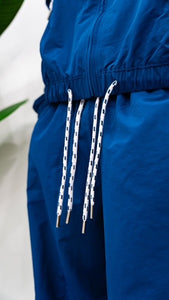 "BAGGY DADDY NYLONS WINDSET" FULLZIP JACKET W/ WIDELEG NYLON PANTS (NAVY W METAL PATCH)