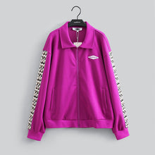 Load image into Gallery viewer, &quot;THE SAPRANO&quot; FULLZIP TRACK SUIT (RASBERRY W/ BLK/GRY/WHT TRIM)