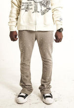 Load image into Gallery viewer, &quot;OUF IN MOTION LUX&quot; RHINESTONE FLARE PANT (GREY W/ STONES)