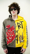 Load image into Gallery viewer, &quot;ART OF LOVE&quot; FULLZIP HOODIE (YELLOW SPLIT CHARCOAL)