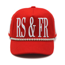 Load image into Gallery viewer, &quot;LOVERS AND FRIENDS&quot; STRAP HAT (RED W/ WHITE)