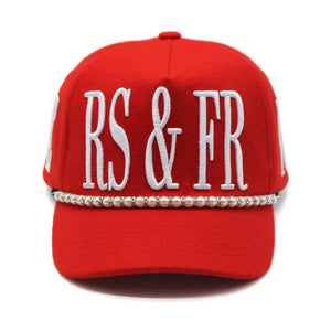 "LOVERS AND FRIENDS" STRAP HAT (RED W/ WHITE)