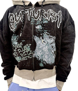 "131" FULLZIP HOODIE (BLACK W/ GREY)