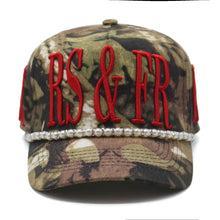 Load image into Gallery viewer, &quot;LOVERS AND FRIENDS&quot; STRAP HAT (CAMO W/ RED)