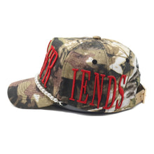 Load image into Gallery viewer, &quot;LOVERS AND FRIENDS&quot; STRAP HAT (CAMO W/ RED)