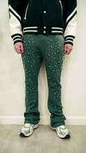 Load image into Gallery viewer, &quot;OUF IN MOTION LUX&quot; RHINESTONE FLARE PANT (FORREST GREEN W/ STONES)