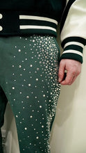 Load image into Gallery viewer, &quot;OUF IN MOTION LUX&quot; RHINESTONE FLARE PANT (FORREST GREEN W/ STONES)